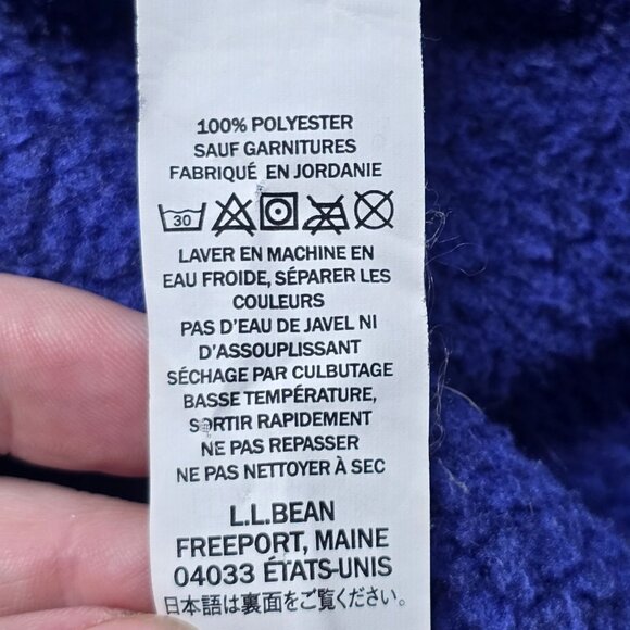 L.L. Bean Women's Size Medium Reg Blue Fleece Pullover Sweater Snap Collar - Picture 7 of 7